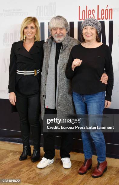 Eva Isanta, Ricardo Arroyo and Petra Martinez attend 'Oh Cuba!' premiere at Fernan Gomez Theater on March 1, 2018 in Madrid, Spain.