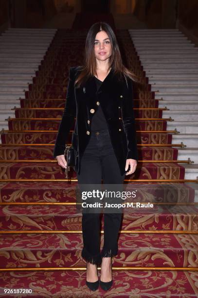 Julia Restoin Roitfeld attends the Balmain show as part of the Paris Fashion Week Womenswear Fall/Winter 2018/2019 on March 2, 2018 in Paris, France.