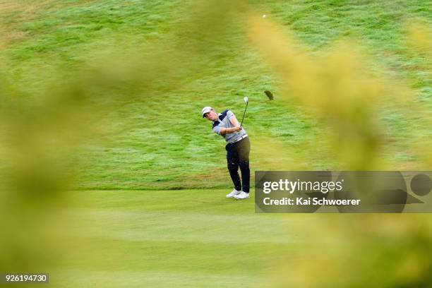 Jake McLeod of Australia plays a shot during day two of the ISPS Handa New Zealand Golf Open at The Hills Golf Club on March 2, 2018 in Queenstown,...