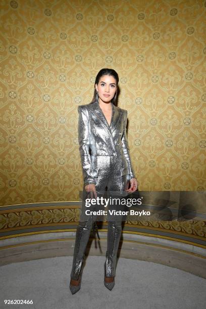 Camila Coelho attends the Balmain show as part of the Paris Fashion Week Womenswear Fall/Winter 2018/2019 on March 2, 2018 in Paris, France.