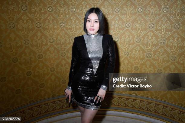 Natasha Lau attends the Balmain show as part of the Paris Fashion Week Womenswear Fall/Winter 2018/2019 on March 2, 2018 in Paris, France.