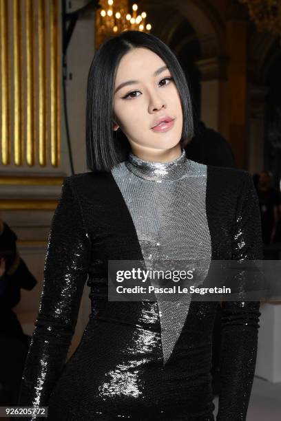 Natasha Lau attends the Balmain show as part of the Paris Fashion Week Womenswear Fall/Winter 2018/2019 on March 2, 2018 in Paris, France.