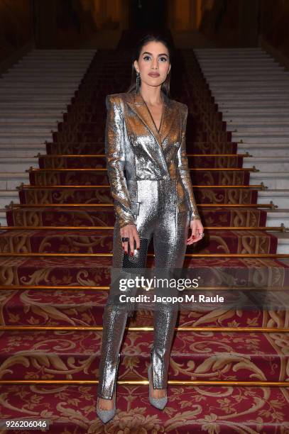 Camila Coelho attends the Balmain show as part of the Paris Fashion Week Womenswear Fall/Winter 2018/2019 on March 2, 2018 in Paris, France.