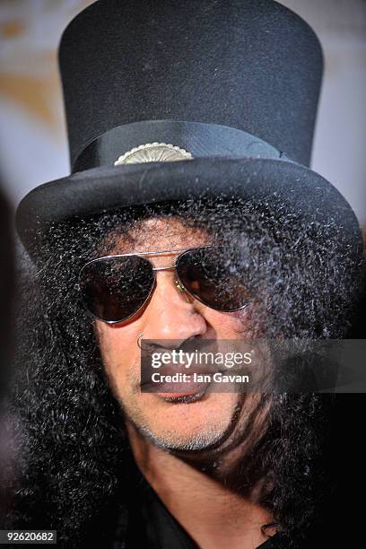 Guitarist Slash during the Classic Rock Roll Of Honour Awards at the Park Lane Hotel on November 2, 2009 in London, England.