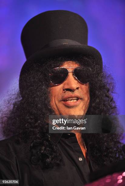 Guitarist Slash during the Classic Rock Roll Of Honour Awards at the Park Lane Hotel on November 2, 2009 in London, England.