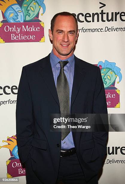 Christopher Meloni walks the red carpet at the 10th Anniversary celebration of Only Make Believe at the Shubert Theatre on November 2, 2009 in New...