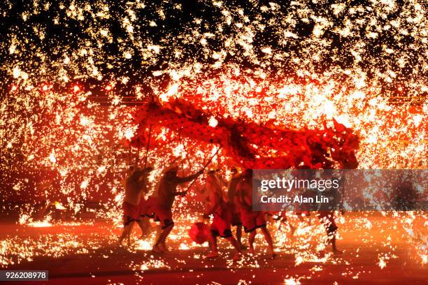 fire dragon from chongqing - taiwan culture stock pictures, royalty-free photos & images