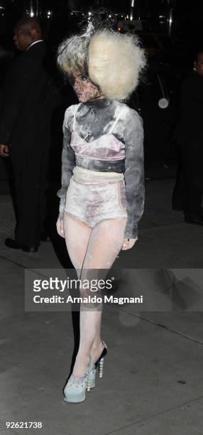 Singer Lady Gaga arrives to the 13th Annual 2009 ACE Awards presented by the Accessories Council at Cipriani 42nd Street on November 2, 2009 in New...