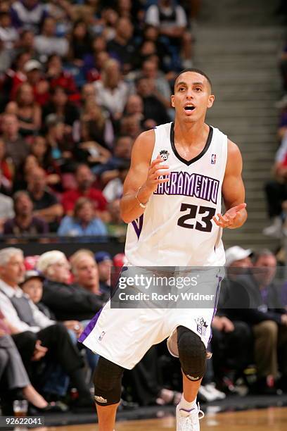 Kevin Martin of the Sacramento Kings celebrates after scoring a basket against the Memphis Grizzlies during the game on November 2, 2009 at ARCO...