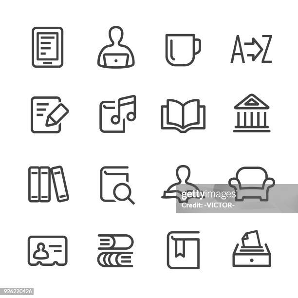 illustrations, cliparts, dessins animés et icônes de bibliothèque et livres icons - série en ligne - ordre alphabétique