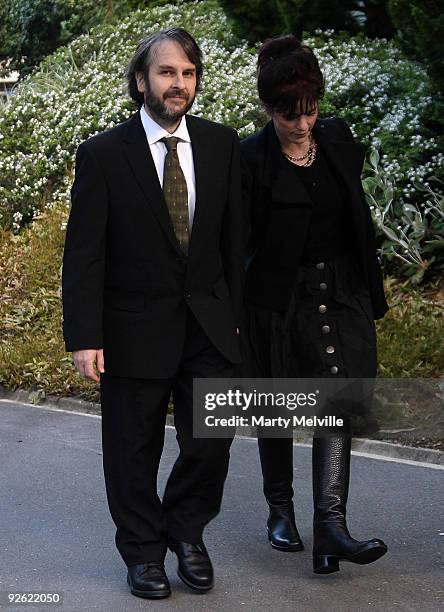 Peter Jackson with his wife Fran Walsh arrive at Premier House to meet with HRH The Earl of Wessex Prince Edward on November 3, 2009 Wellington, New...