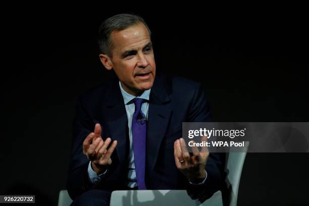 The Governor of the Bank of England, Mark Carney speaks to the Scottish Economics Forum, via a live feed on March 2, 2018 in London, England. Mark...