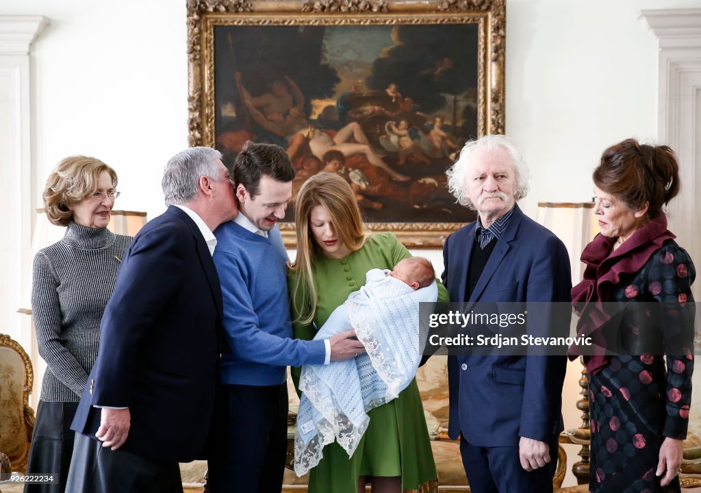 Prince Philip Of Serbia And Wife Danica Marinkovic Present Newborn Son Stefan In Belgrade