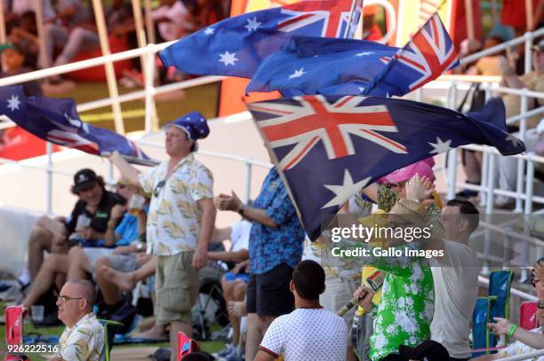 Fans during day 2 of the 1st Sunfoil Test match between South Africa and Australia at Sahara Stadium Kingsmead on March 02, 2018 in Durban, South...