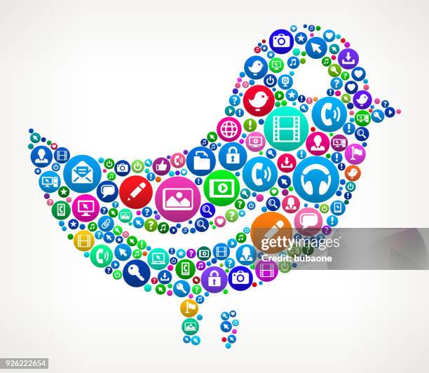 bird internet communication technology icon pattern - sharing earbuds stock illustrations