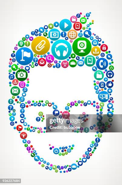 student internet communication technology icon pattern - high school virtual learning stock illustrations