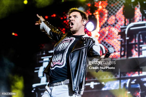 Simon Le Bon of English new wave and synthpop Duran Duran performs live on 12 June 2016 in Milan, Italy, in 2016. The band achieved 14 singles in the...