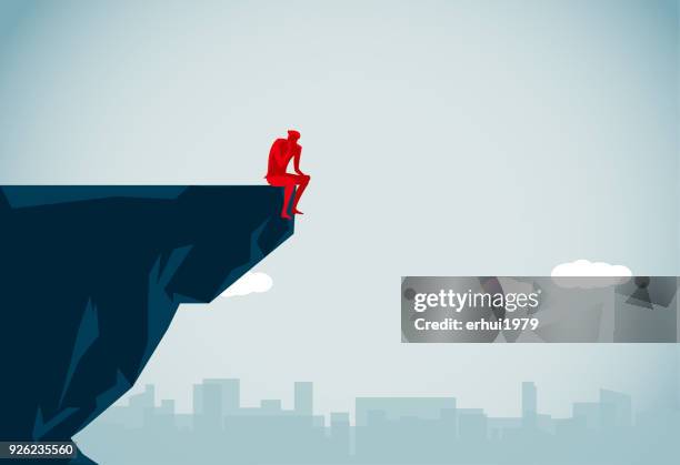 suicide - cliff edge stock illustrations