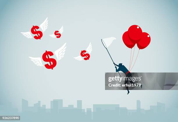 chasing - feather floating stock illustrations