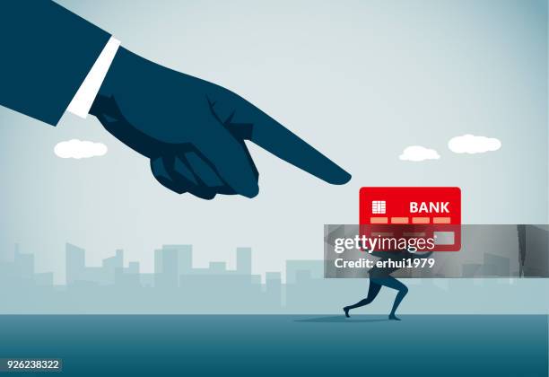 ilustraciones, imágenes clip art, dibujos animados e iconos de stock de deuda - point the finger of blame