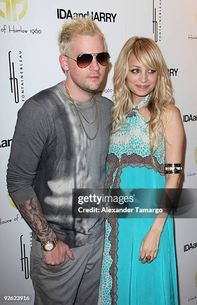 Joel Madden and Nicole Richie attend the launch of House of Harlow 1960 Jewelry Collection at Ida and Harry at Fontainebleau Miami Beach on May 6,...