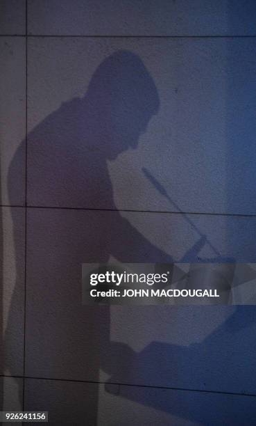 The Prime Minister of the Netherlands Mark Rutte casts a shadow as he gives a speech on the future of Europe on March 2, 2018 at the Bertelsmann...