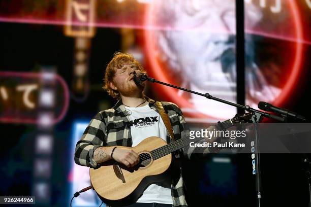 Ed Sheeran performs in concert on the opening night of his Australian tour at Optus Stadium on March 2, 2018 in Perth, Australia.