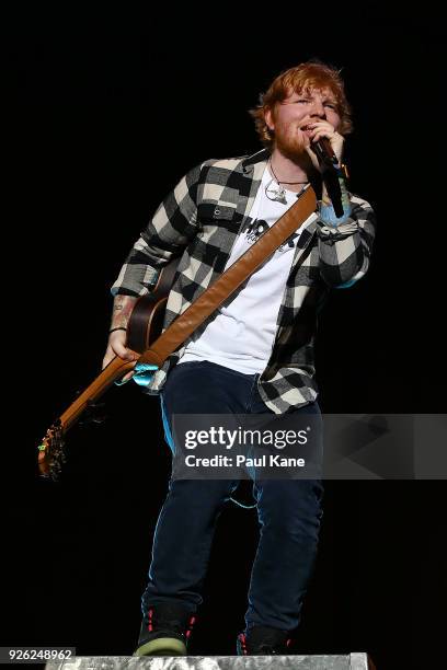 Ed Sheeran performs in concert on the opening night of his Australian tour at Optus Stadium on March 2, 2018 in Perth, Australia.