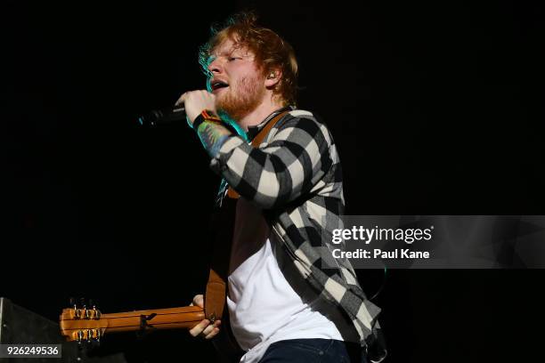 Ed Sheeran performs in concert on the opening night of his Australian tour at Optus Stadium on March 2, 2018 in Perth, Australia.