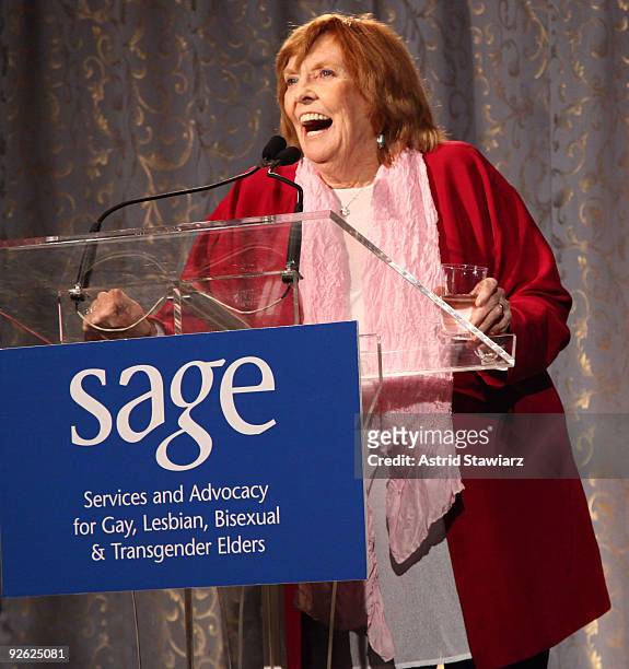 Anne Meara speaks at the 14th Annual SAGE Awards Gala at the Metropolitan Pavilion on November 2, 2009 in New York City.