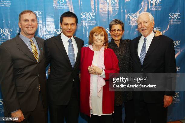 Executive Director of SAGE, Michael Adams, Anne Meara, Michael Nguyen Kate Clinton and James C. Hormel attend the 14th Annual SAGE Awards Gala at the...