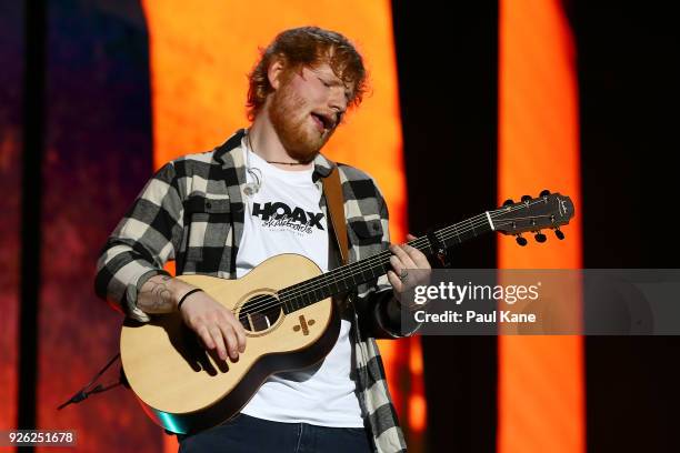 Ed Sheeran performs in concert on the opening night of his Australian tour at Optus Stadium on March 2, 2018 in Perth, Australia.