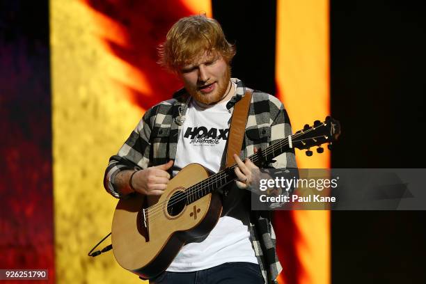 Ed Sheeran performs in concert on the opening night of his Australian tour at Optus Stadium on March 2, 2018 in Perth, Australia.