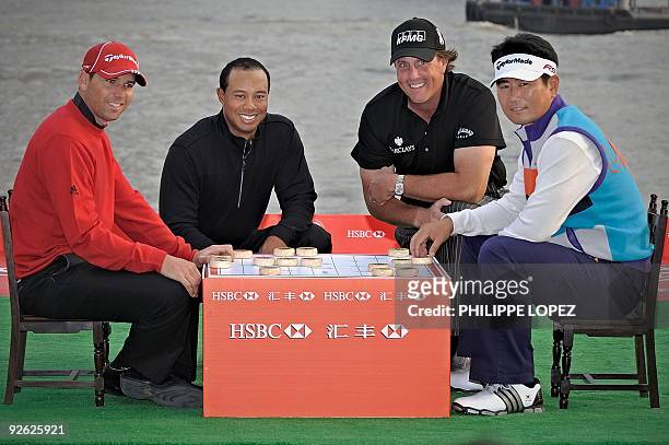 Asia's first Major winner, South Korean golfer Yang Yong-Eun , US golfers Phil Mickelson and Tiger Woods , along with defending champion Sergio...