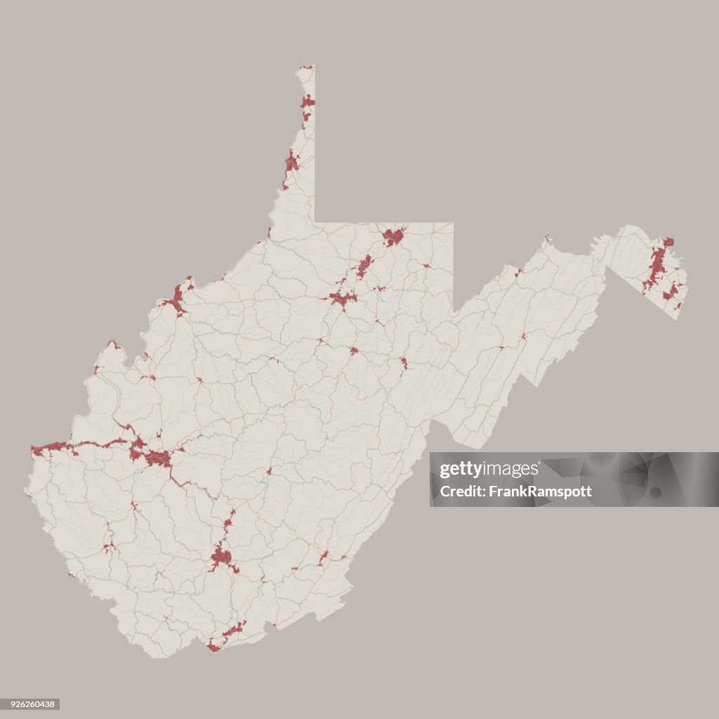 Virginia Occidental mapa de carreteras de estado de Estados Unidos