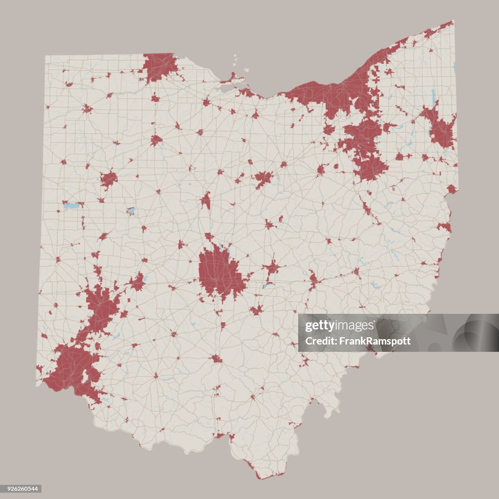 Ohio US State Road Map
