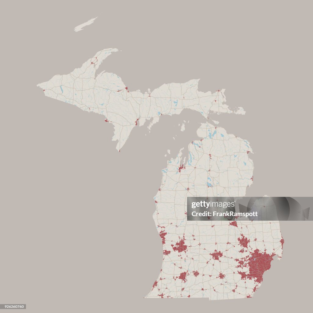 Michigan US State Road Map