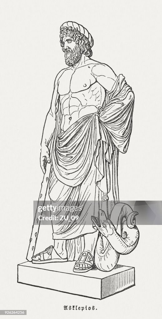 Asclepius (Esculape, Louvre), Greek-Roman god of medicine, published in 1897