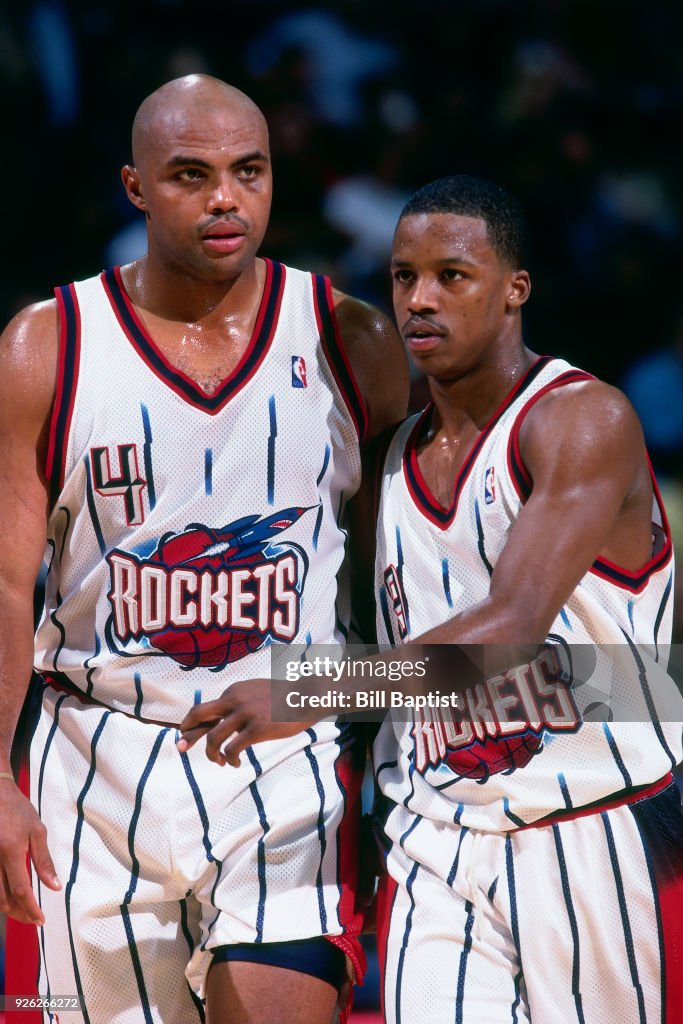 Francis Houston Rockets Steve Francis and Charles Barkley of the Houston Rockets talk during ...