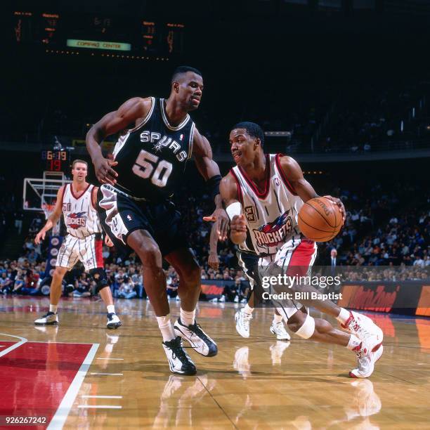 Steve Francis of the Houston Rockets drives during a game played circa 2000 at the Compaq Center in Houston, Texas. NOTE TO USER: User expressly...