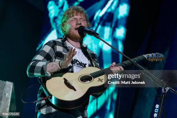 Ed Sheeran performs in concert on the opening night of his Australian tour at Optus Stadium on March 2, 2018 in Perth, Australia.