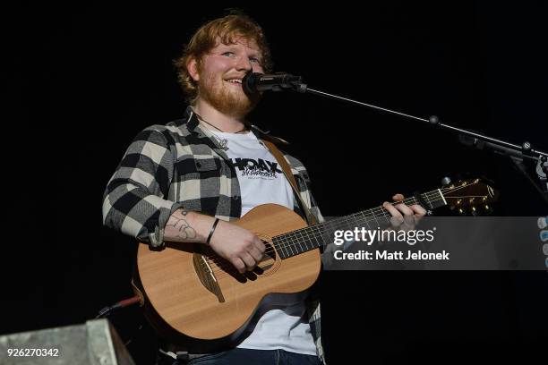 Ed Sheeran performs in concert on the opening night of his Australian tour at Optus Stadium on March 2, 2018 in Perth, Australia.