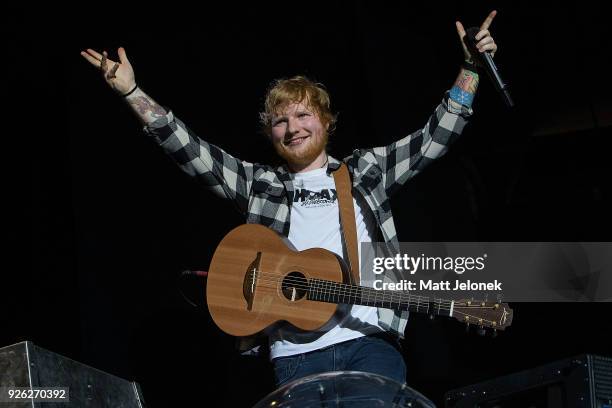 Ed Sheeran performs in concert on the opening night of his Australian tour at Optus Stadium on March 2, 2018 in Perth, Australia.