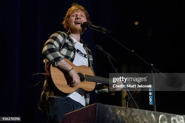 Ed Sheeran performs in concert on the opening night of his Australian tour at Optus Stadium on March 2, 2018 in Perth, Australia.