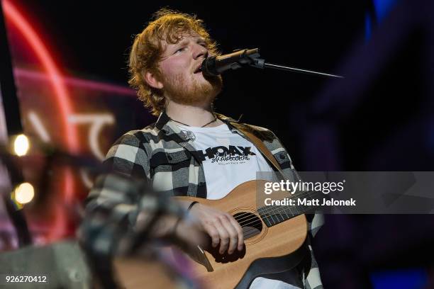 Ed Sheeran performs in concert on the opening night of his Australian tour at Optus Stadium on March 2, 2018 in Perth, Australia.