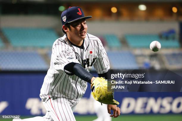 Yuki Matsui of Japan in actin during a Japan training session at the Nagoya Dome on March 2, 2018 in Nagoya, Aichi, Japan.