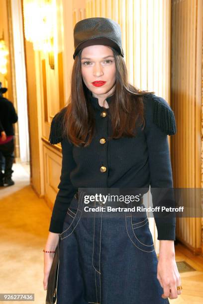 Actress Anna Brewster attends the Nina Ricci show as part of the Paris Fashion Week Womenswear Fall/Winter 2018/2019 on March 2, 2018 in Paris,...