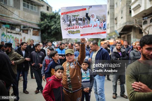 Palestinians attend a protest against U.S. President Donald Trumps announcement to recognize Jerusalem as the capital of Israel and plans to relocate...