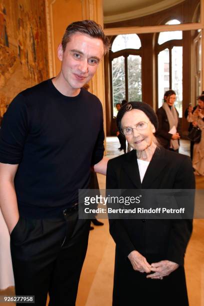Stylist Guillaume Henry and Catherine Robbe-Grillet pose after the Nina Ricci show as part of the Paris Fashion Week Womenswear Fall/Winter 2018/2019...
