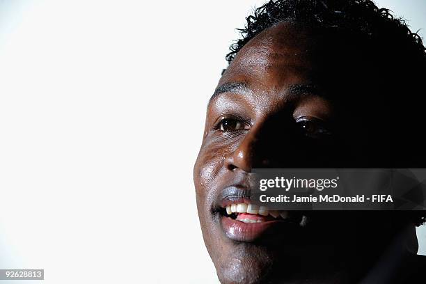 Wilson Cuero of Colombia talks to the media at the Gateway Hotel on November 3, 2009 in Ijebu-Ode, Nigeria.